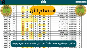 «ترقب الآن» نتيجة الصف الثالث الابتدائي القاهرة 2025 برقم الجلوس